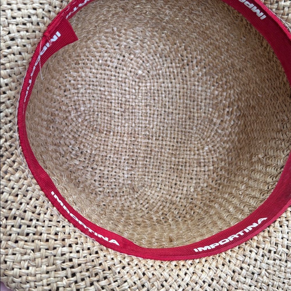 Importina Straw Hat with Brown Blue Flower Accent - Picture 11 of 11